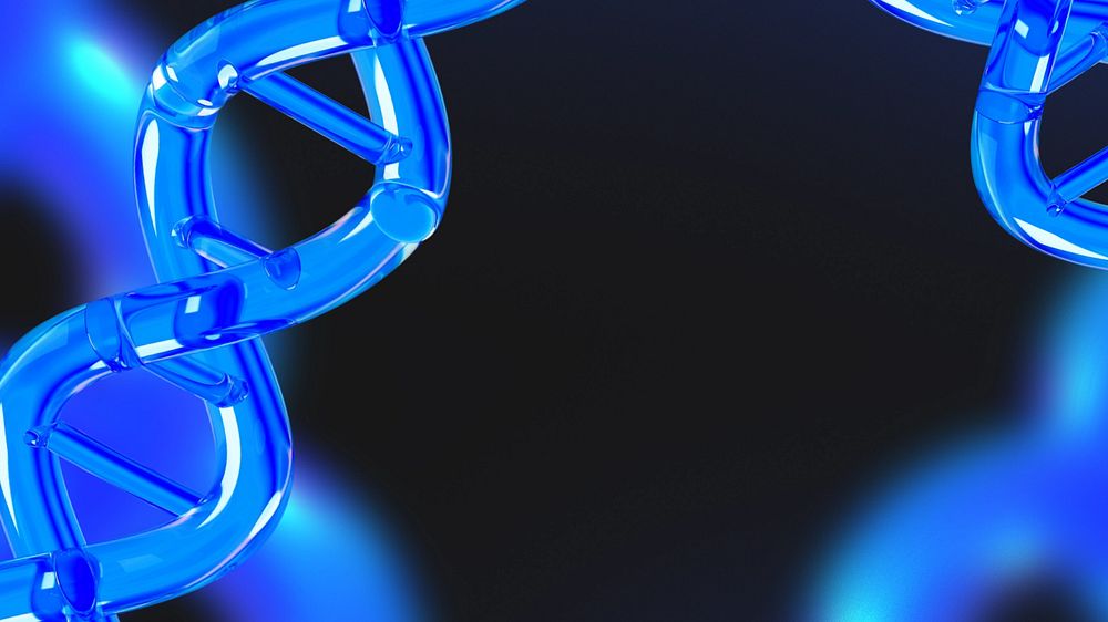 DNA helix blue desktop wallpaper, editable science remix