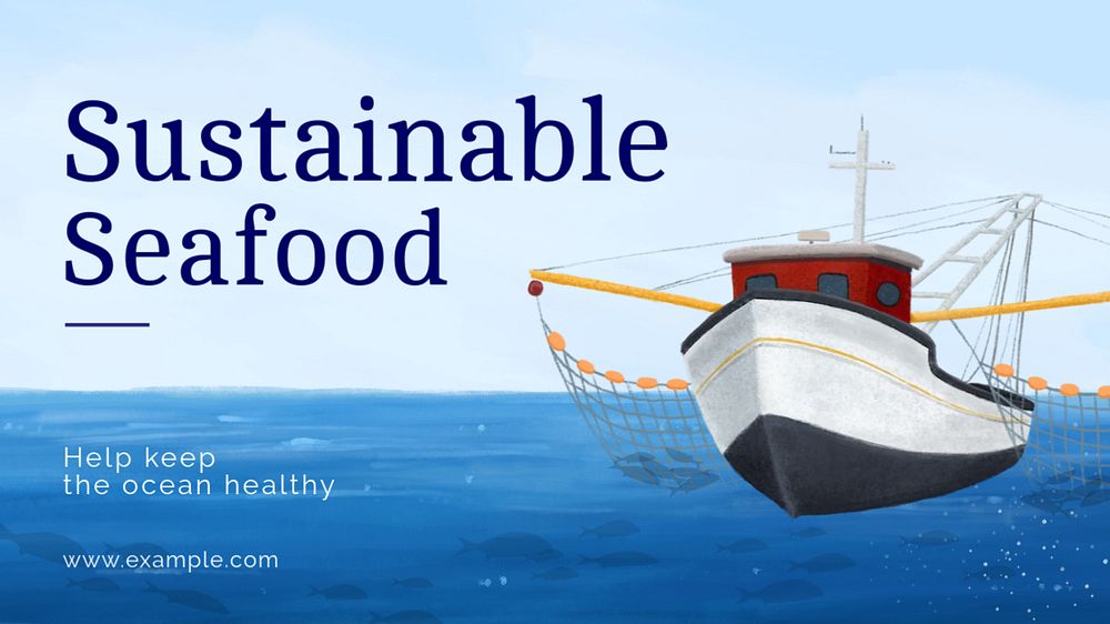 Sustainable seafood blog banner template, editable aesthetic paint remix 