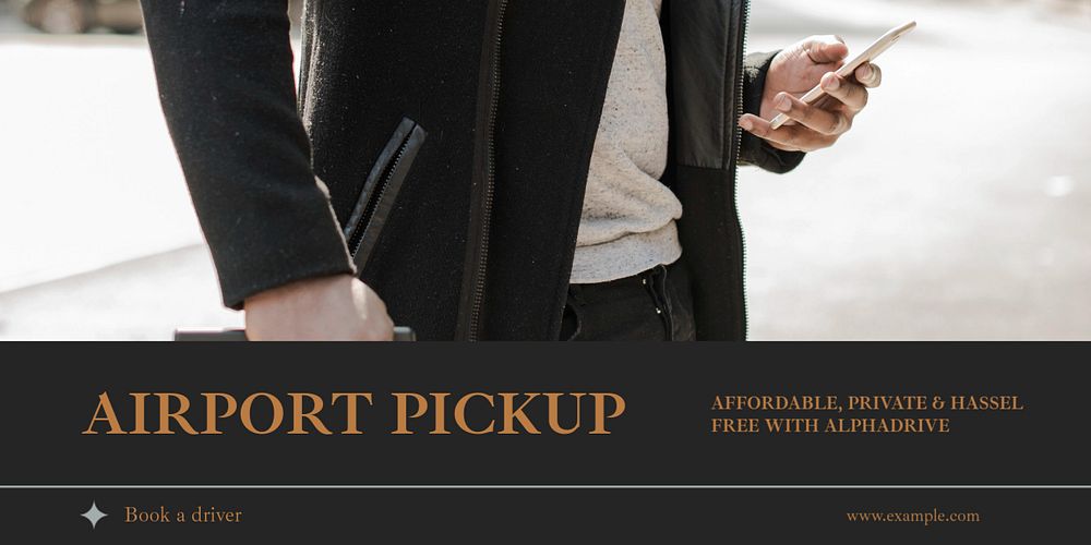 Airport pick up Twitter ad template, editable text & design