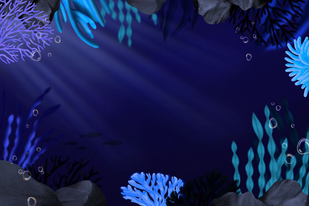 Dark sea background, editable illustration border