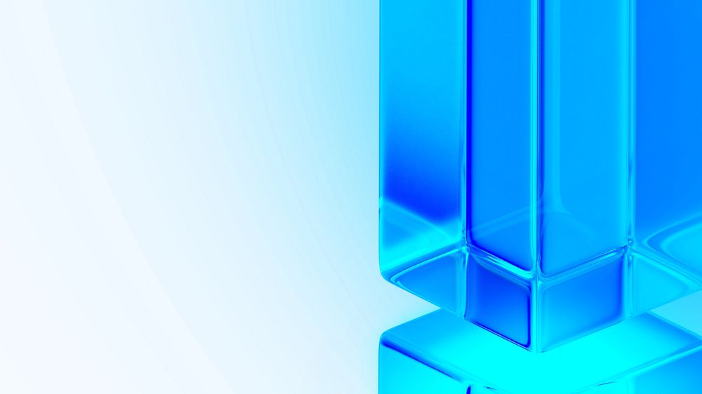 Blue glass pillar desktop wallpaper, editable 3D geometric shape