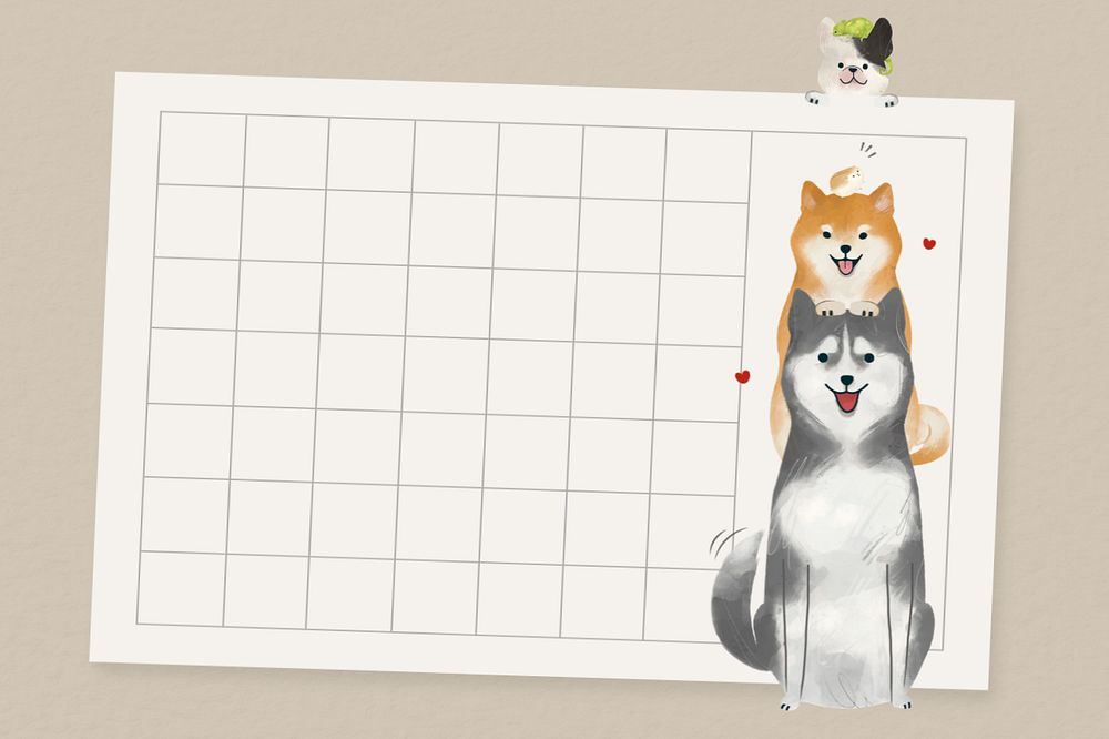 Grid notepaper background, editable dog design