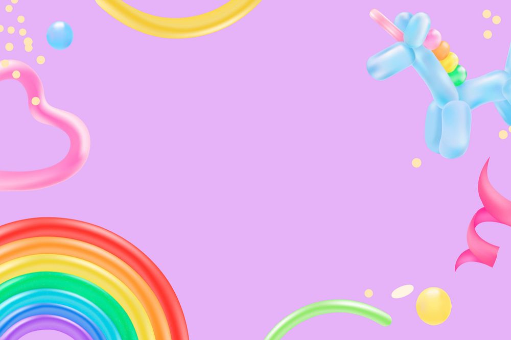 Birthday unicorn balloon background, editable cute design