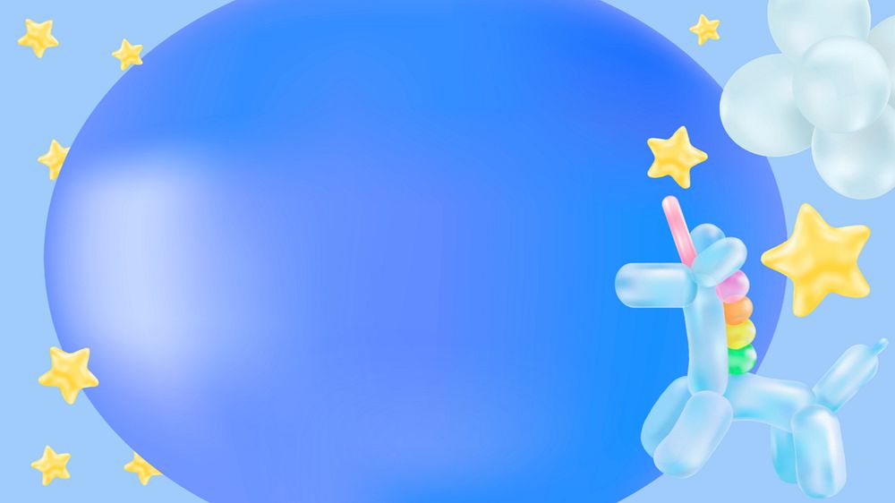 Unicorn balloon frame desktop wallpaper, editable cute design