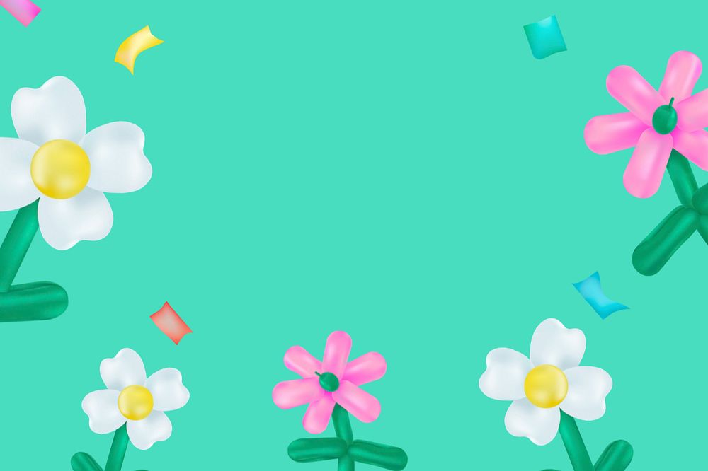 Floral balloon border background, editable cute design