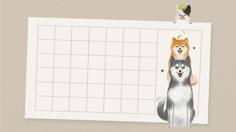 Dog grid notepaper desktop wallpaper, editable animal design