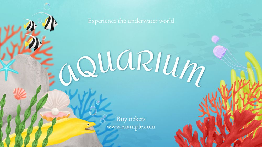 Aquarium blog banner template, editable aesthetic paint remix 