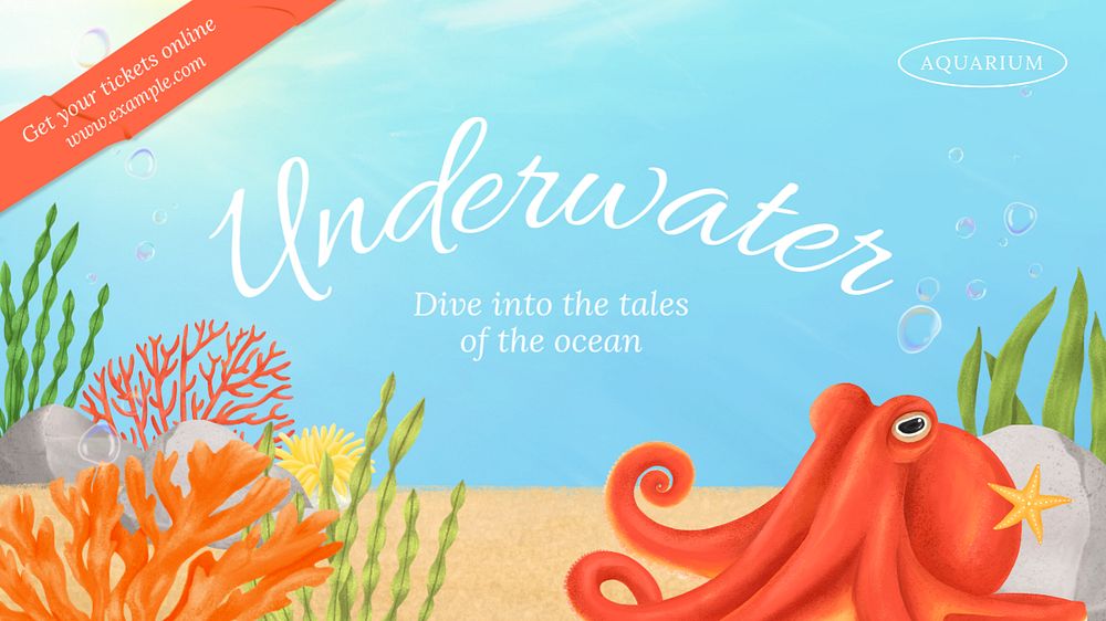 Underwater tale blog banner template, editable aesthetic paint remix 