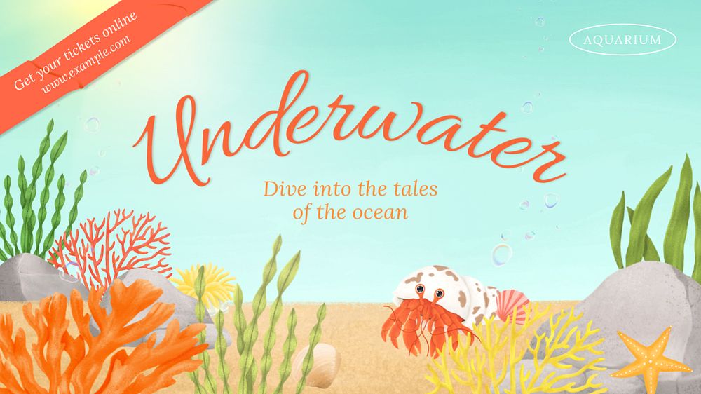 Underwater tale blog banner template, editable aesthetic paint remix 