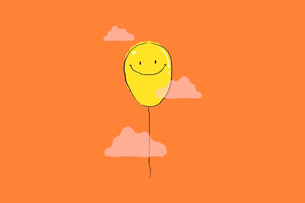 Happy balloon, orange background, editable design