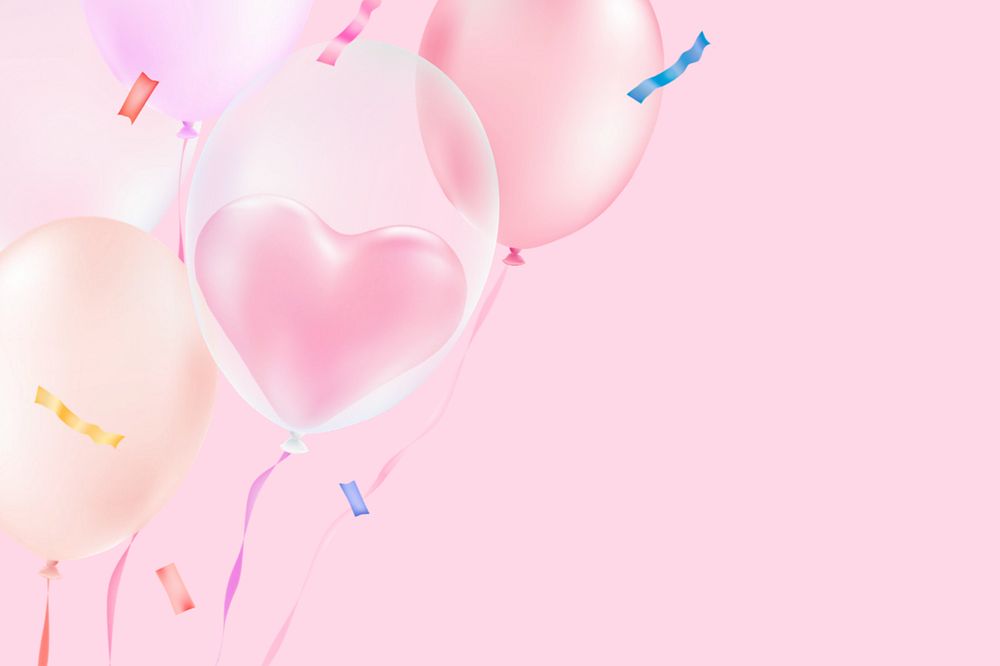 Valentine's heart balloons background, editable cute design