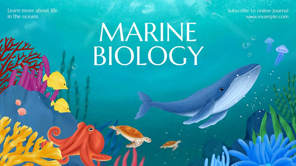 Marine biology blog banner template, editable aesthetic paint remix 