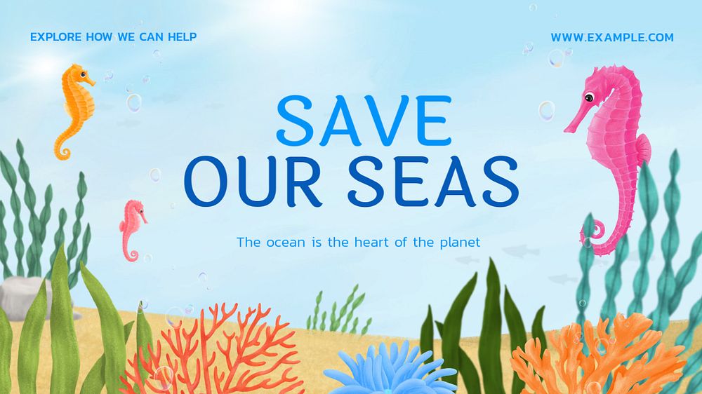 Save our seas blog banner template, editable aesthetic paint remix 