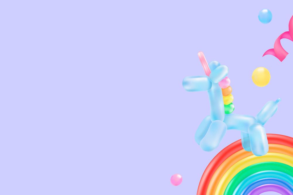 Cute unicorn balloon background, editable cute design