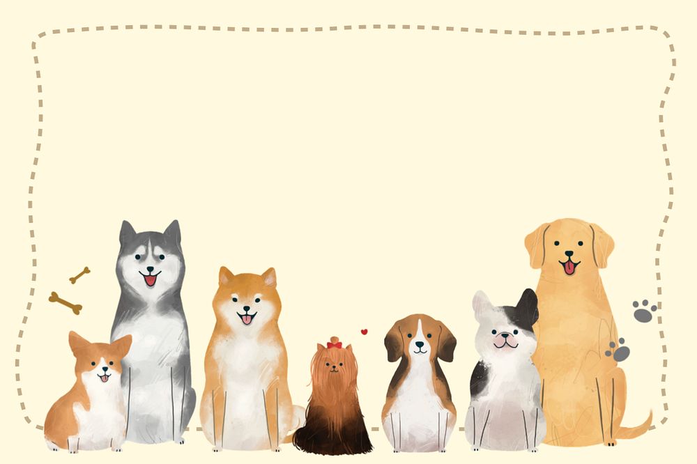 Editable dog border yellow background