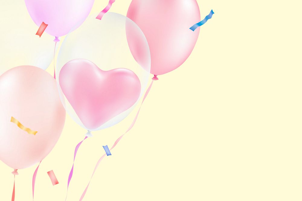 Pink heart balloons background, editable cute design