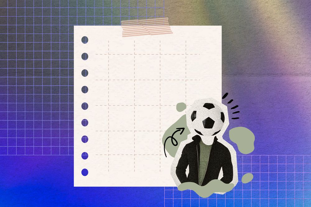 Aesthetic soccer grid notepaper, editable lifestyle collage remix design