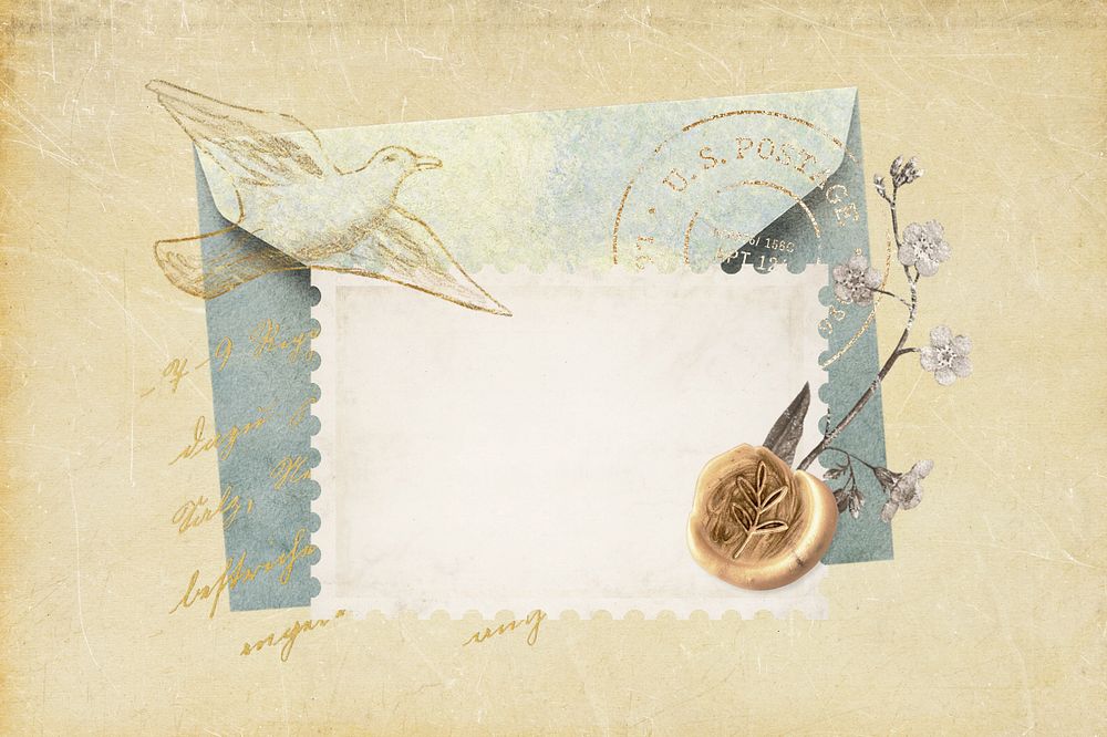 Aesthetic vintage envelope, editable ephemera collage remix