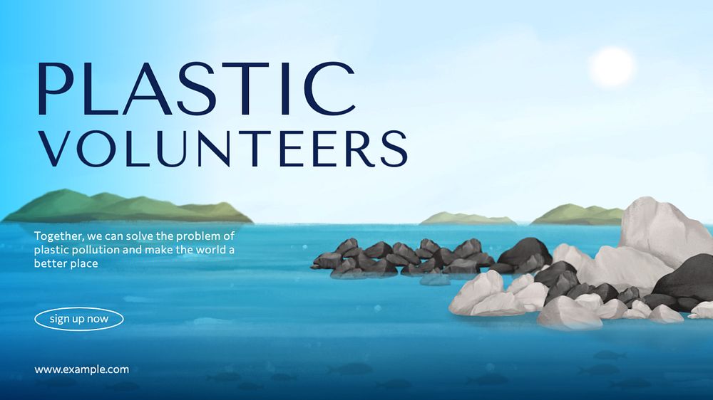 Plastic volunteers blog banner template, editable aesthetic paint remix 