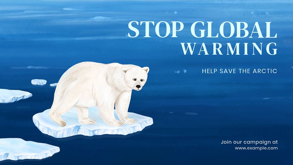 Stop global warming blog banner template, editable aesthetic paint remix 