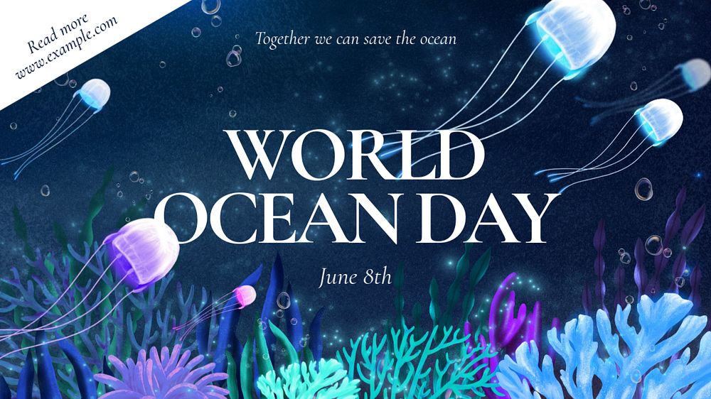 World ocean day blog banner template, editable aesthetic paint remix 