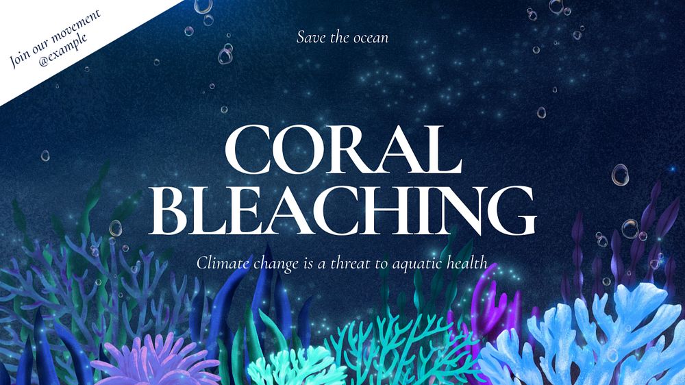 Coral bleaching blog banner template, editable aesthetic paint remix 