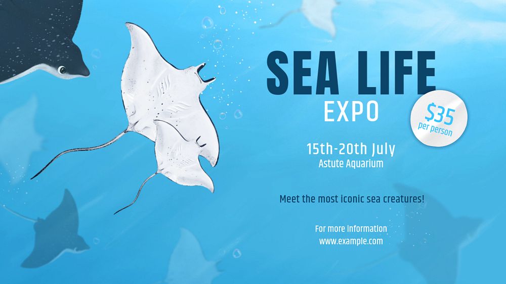 Sea life expo blog banner template, editable aesthetic paint remix 