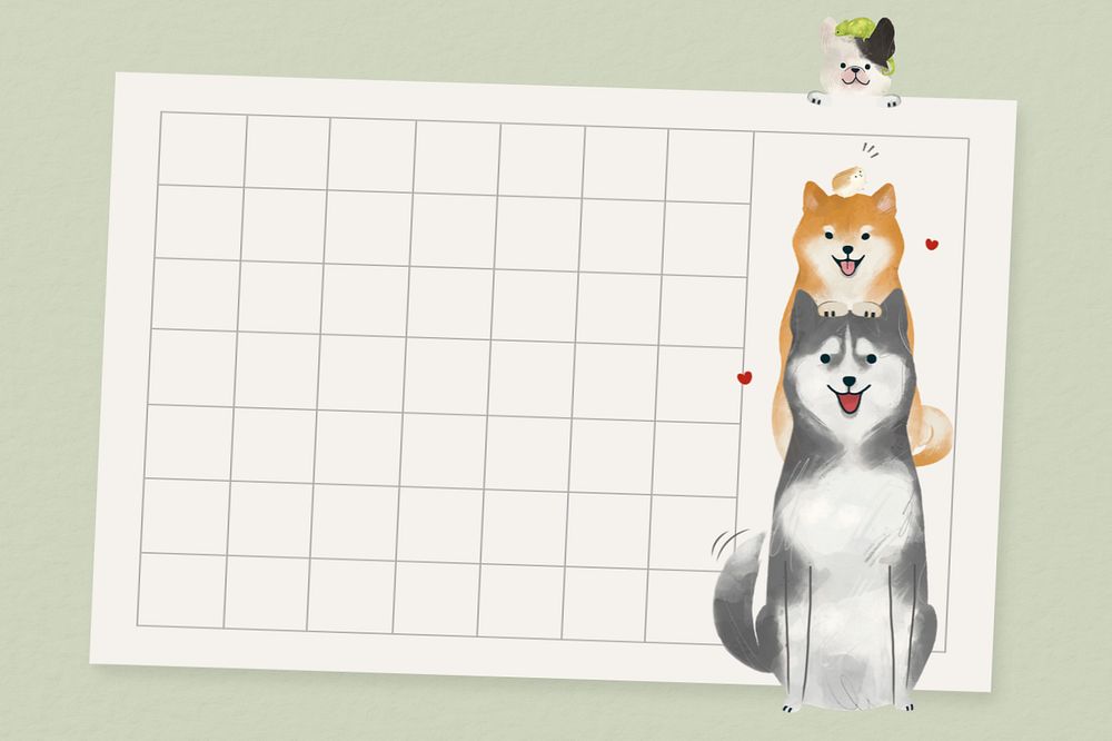 Grid note paper background, editable dog design