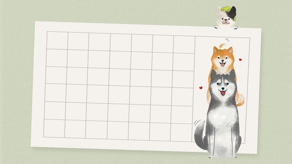 Dog grid paper desktop wallpaper, editable animal design