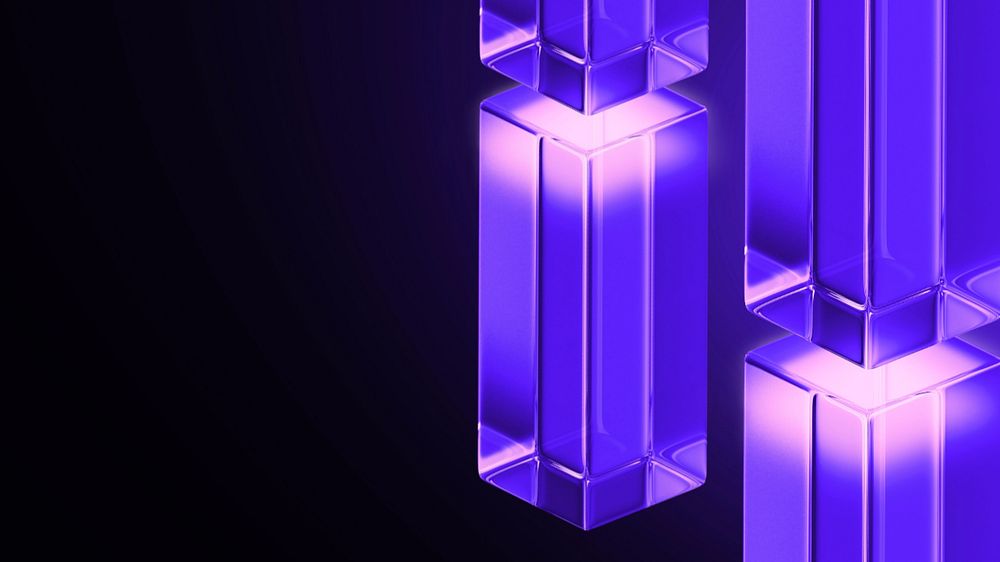 Purple glass pillar desktop wallpaper, editable 3D geometric shape