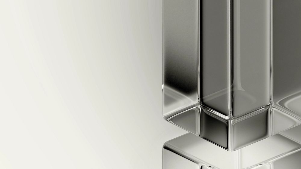 Editable gray glass pillar desktop wallpaper, 3D geometric shape