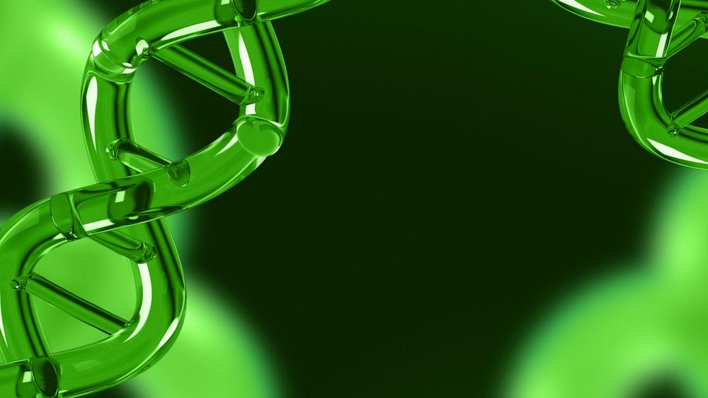 Green DNA helix desktop wallpaper, editable science remix design