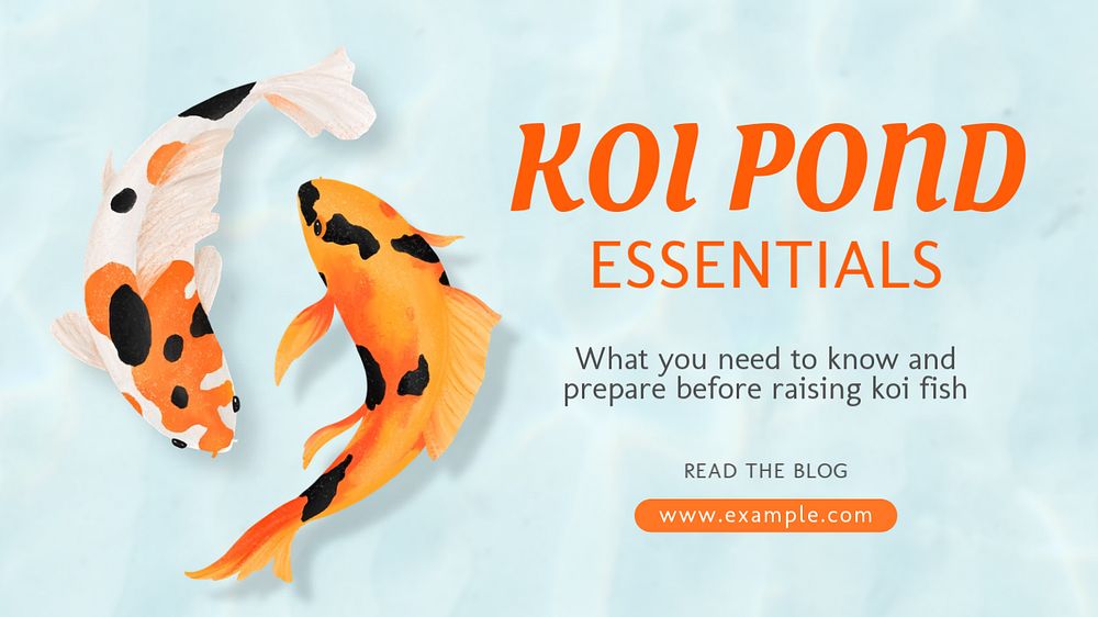 Koi pond blog banner template, editable aesthetic paint remix 