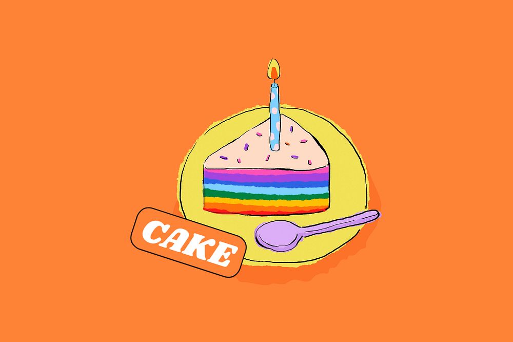 Birthday cake, orange background, editable design