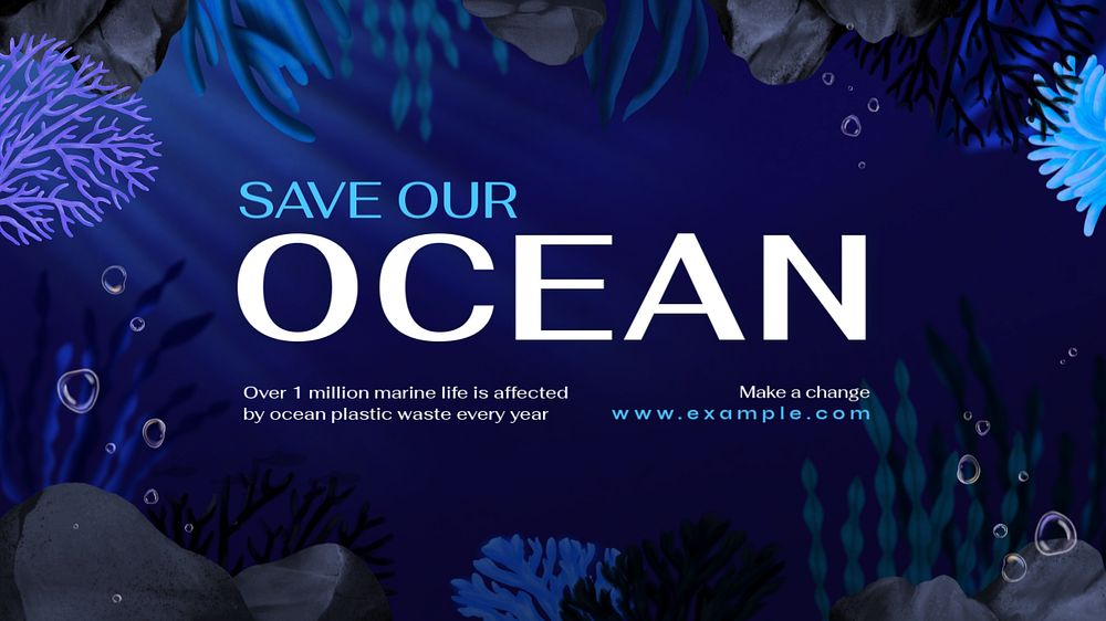 Save oceans blog banner template, editable aesthetic paint remix 