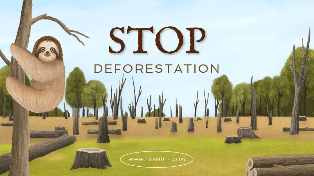 Stop deforestation blog banner template, editable aesthetic paint remix 