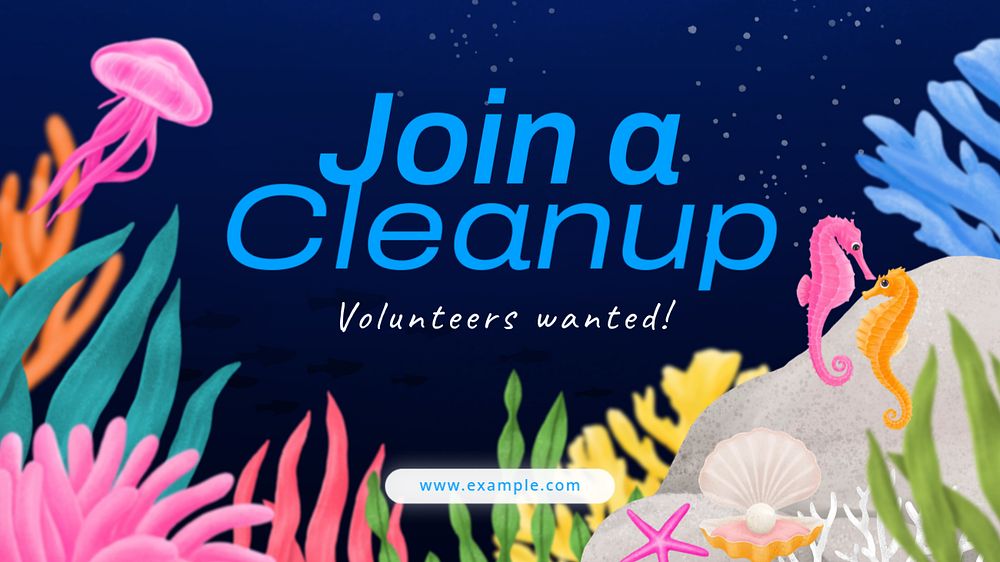 Beach cleanup blog banner template, editable aesthetic paint remix 