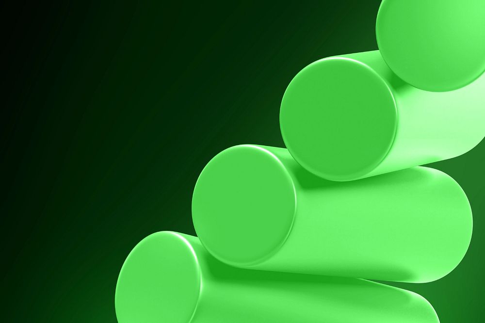 Editable green 3D geometric background, cylinders design