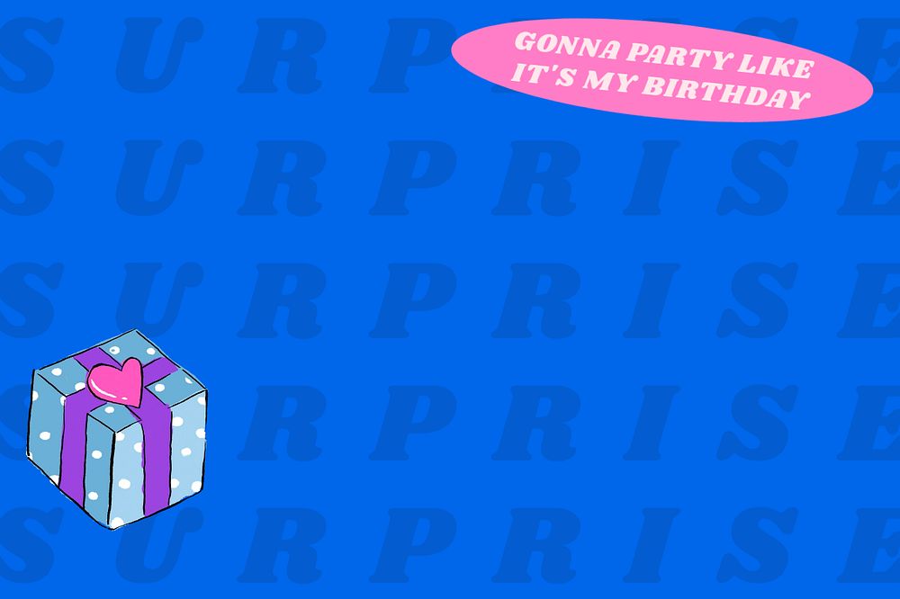 Surprise party, blue background, editable design