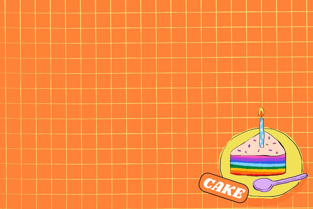 Birthday cake, orange background, editable design