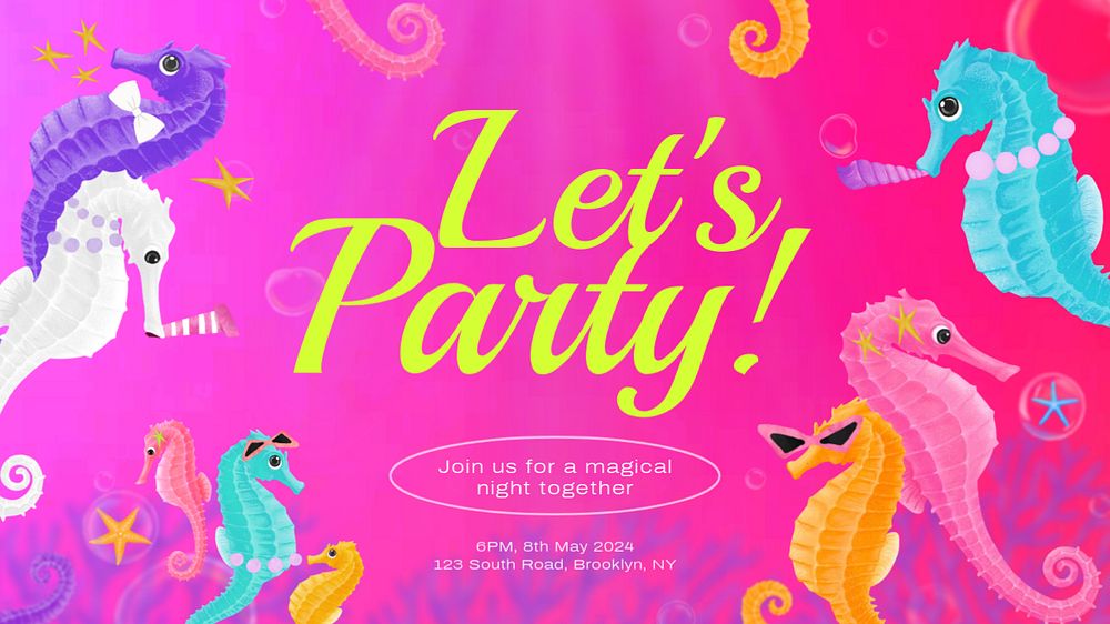 Party invitation blog banner template, editable aesthetic paint remix 