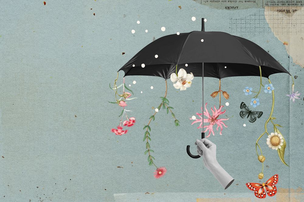 Environmental conservation umbrella, editable collage remix design