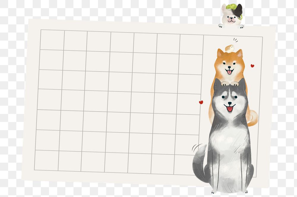 Grid notepaper element png, editable dogs design