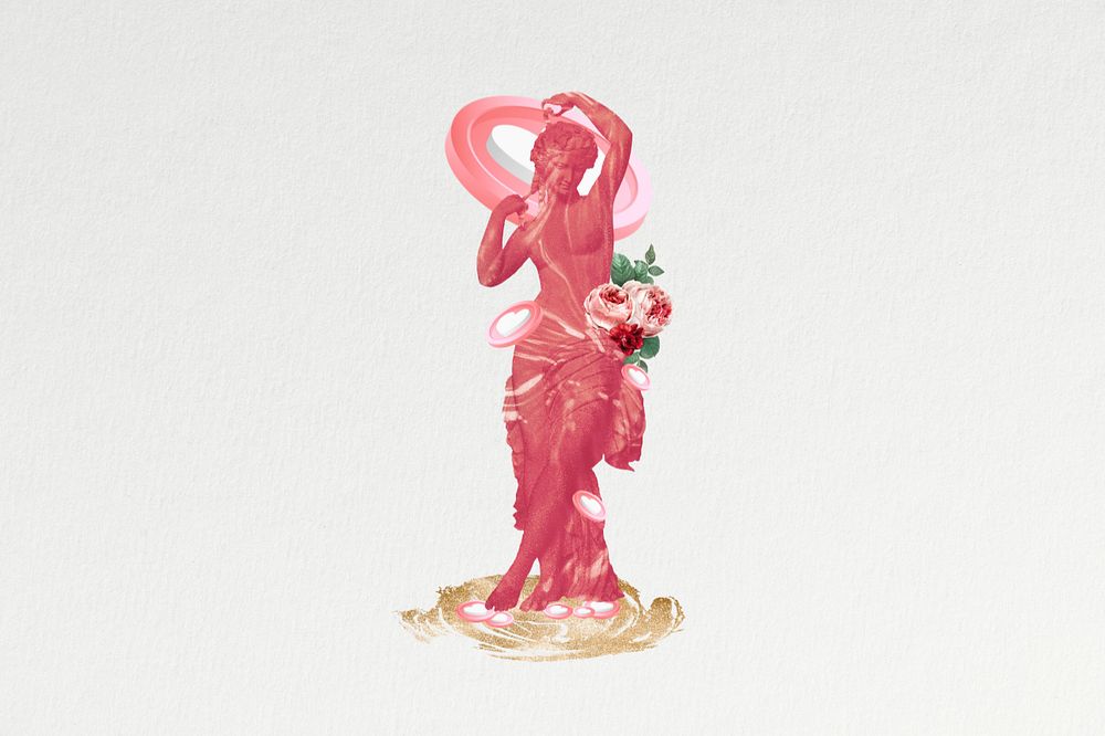 Editable Venus statue, social media collage art 