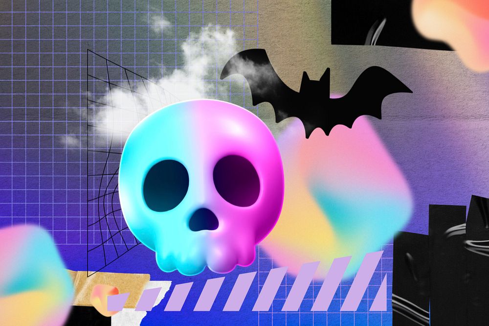 Halloween skull, creative 3D remix, editable design