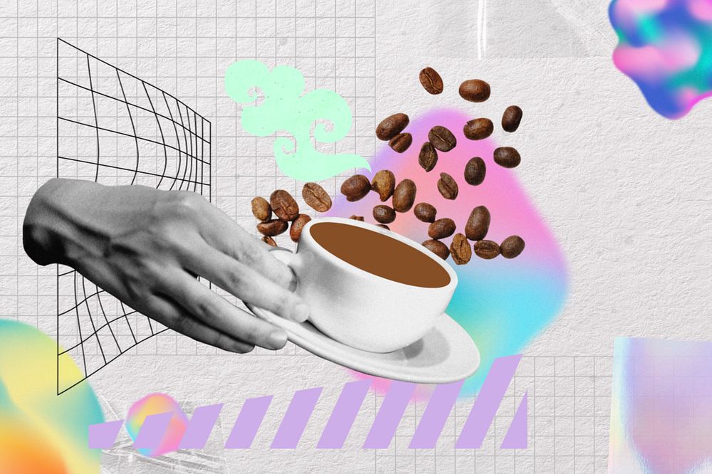 Morning coffee aesthetic, creative remix, editable design