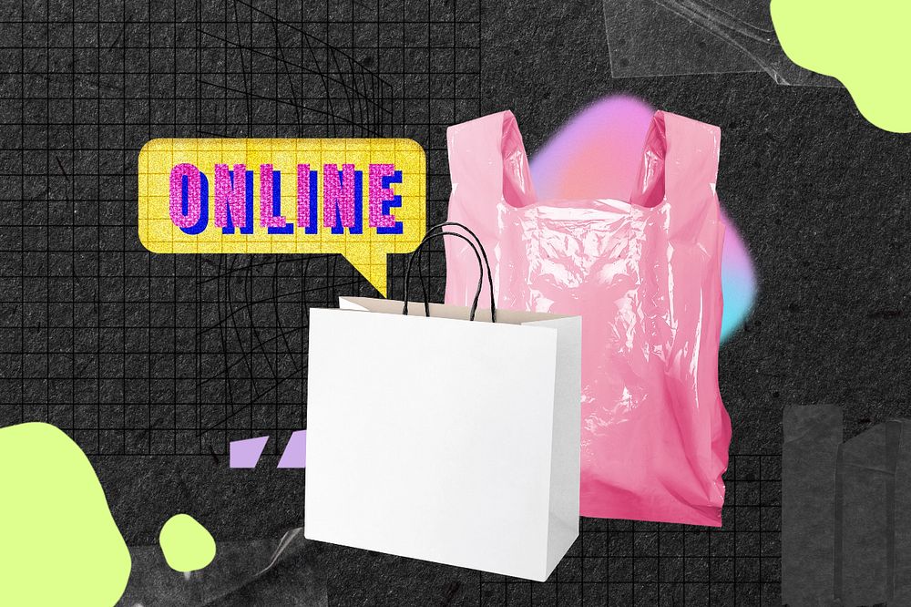 Online shopping bags, creative remix, editable design