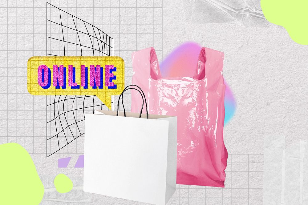 Online shopping bags, creative remix, editable design