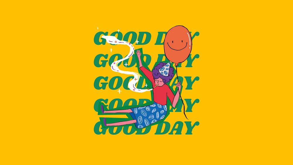 Good day, yellow desktop wallpaper, editable background design