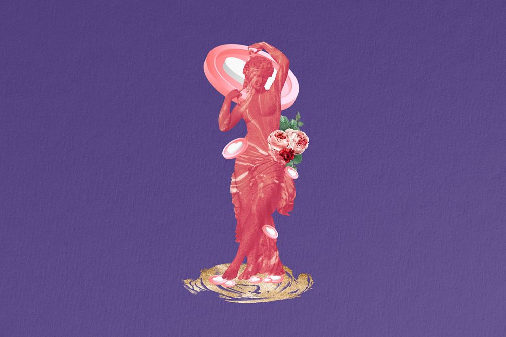 Editable Venus statue, social media collage art 